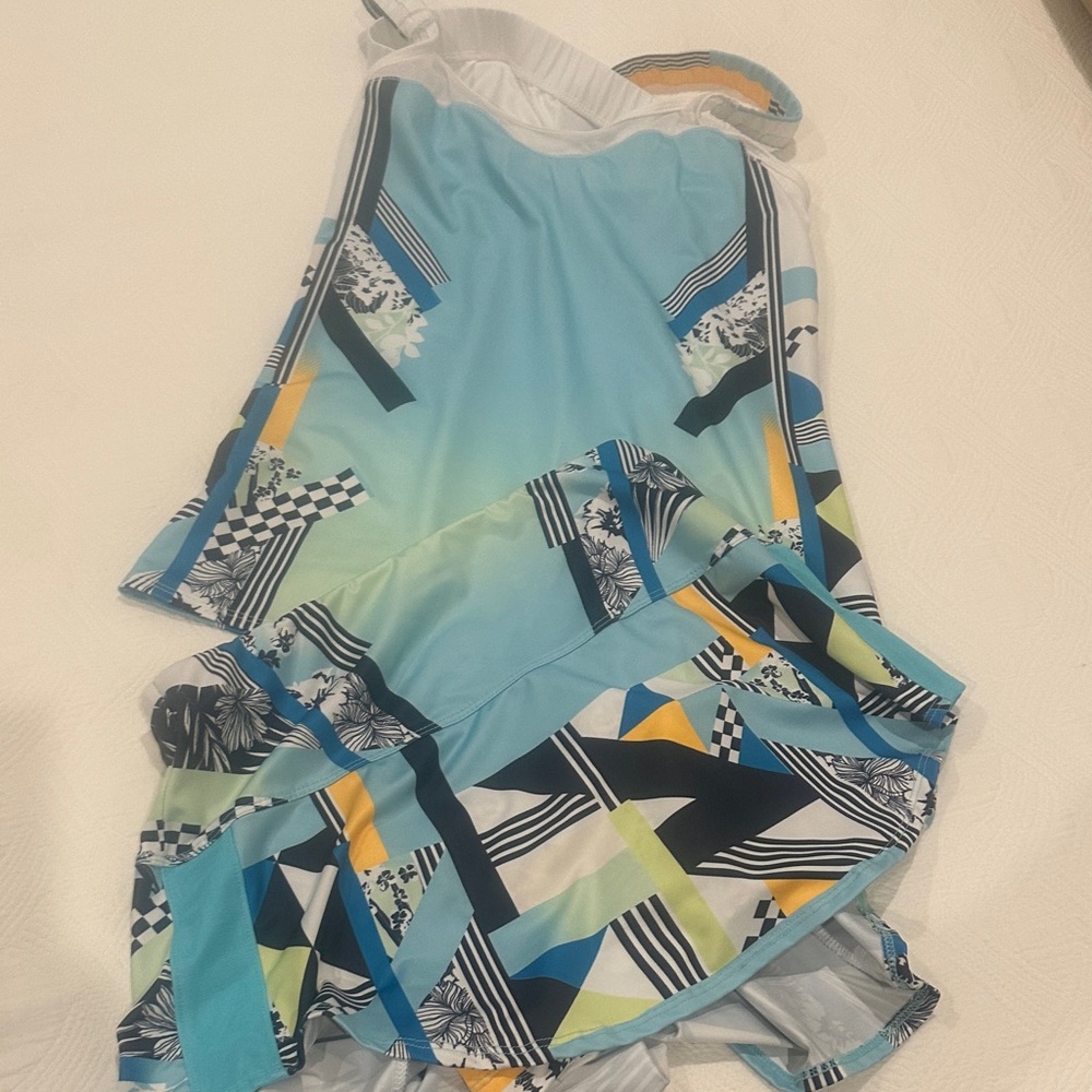 Lucky in Love Blue and Yellow Mini Skirt